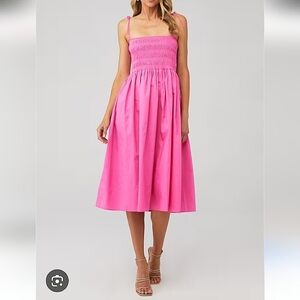 Araminta James-Smocked "Isla" Midi 100% Cotton Dress-Size XSmall